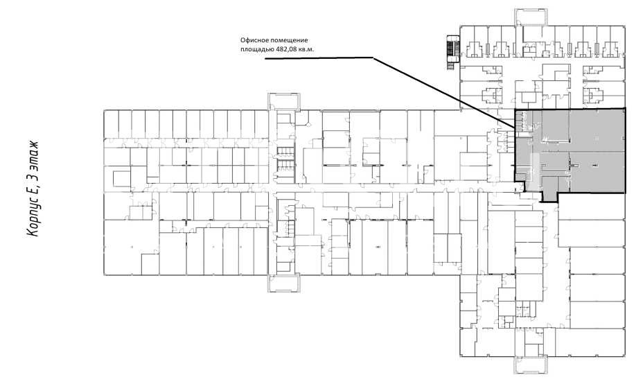 Планировка офиса 968 м², 3 этаж, Бизнес-парк «Румянцево»