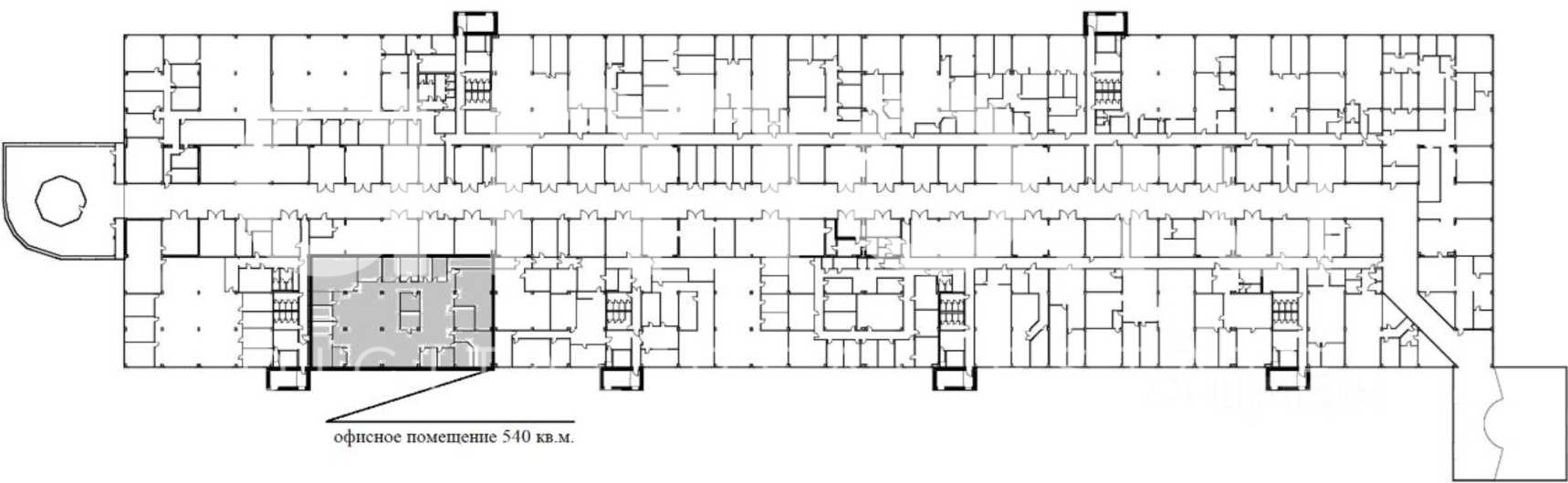 Планировка офиса 540 м², 8 этаж, Бизнес-парк «Румянцево»